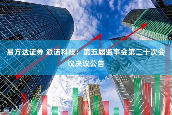 易方达证券 派诺科技：第五届监事会第二十次会议决议公告
